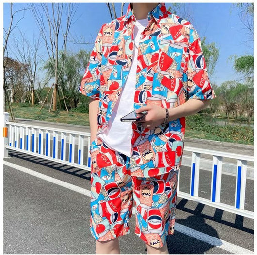 Conjunto de Playa Floral para Hombre - Camisa y Pantalones Cortos - Image 12