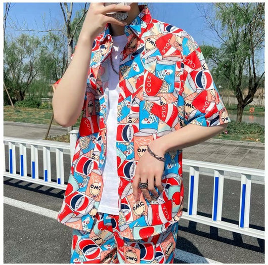 Conjunto de Playa Floral para Hombre - Camisa y Pantalones Cortos - Image 13