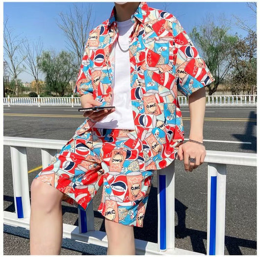 Conjunto de Playa Floral para Hombre - Camisa y Pantalones Cortos - Image 14