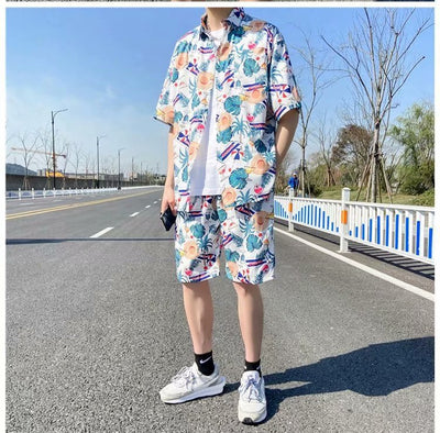 Conjunto de Playa Floral para Hombre - Camisa y Pantalones Cortos - Image 21