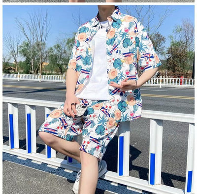 Conjunto de Playa Floral para Hombre - Camisa y Pantalones Cortos - Image 23