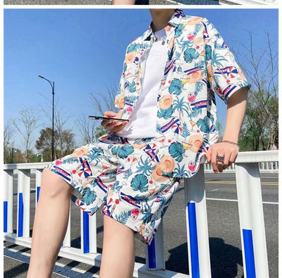 Conjunto de Playa Floral para Hombre - Camisa y Pantalones Cortos - Image 24