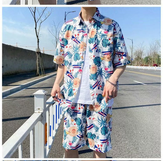 Conjunto de Playa Floral para Hombre - Camisa y Pantalones Cortos - Image 28
