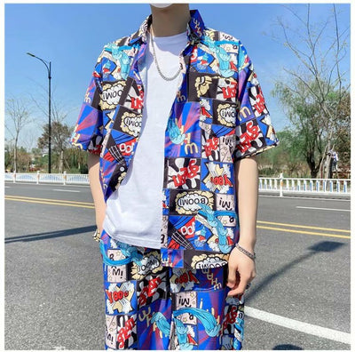 Conjunto de Playa Floral para Hombre - Camisa y Pantalones Cortos - Image 32