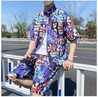 Conjunto de Playa Floral para Hombre - Camisa y Pantalones Cortos - Image 35