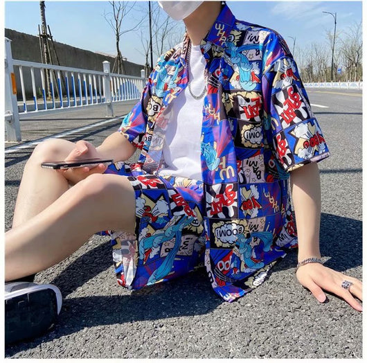 Conjunto de Playa Floral para Hombre - Camisa y Pantalones Cortos - Image 37