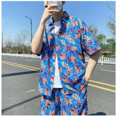 Conjunto de Playa Floral para Hombre - Camisa y Pantalones Cortos - Image 42