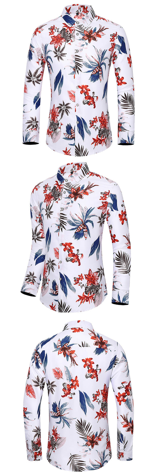 Camisa Estampada de Manga Larga para Hombre Talla Grande - Image 7