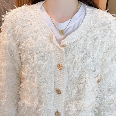 Cardigan Tejido Retro con Flores Huecas y Borlas Aromáticas - Image 13