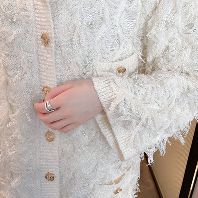 Cardigan Tejido Retro con Flores Huecas y Borlas Aromáticas - Image 14