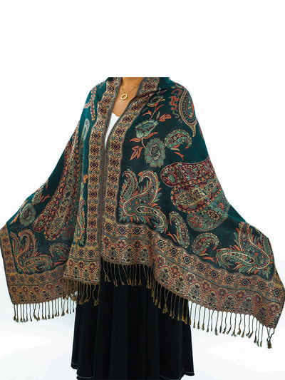 Poncho Bohemio Étnico Jacquard - Estilo Retro Nacional - Image 12