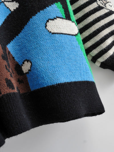 Suéter Tejido Jacquard con Contraste y Acolchado - Cuello Redondo - Image 10