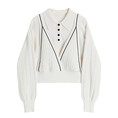 Suéter Tipo Dos Piezas con Cuello Polo para Mujer - Image 6