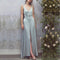 Vestido Satinado Largo con Abertura Lateral