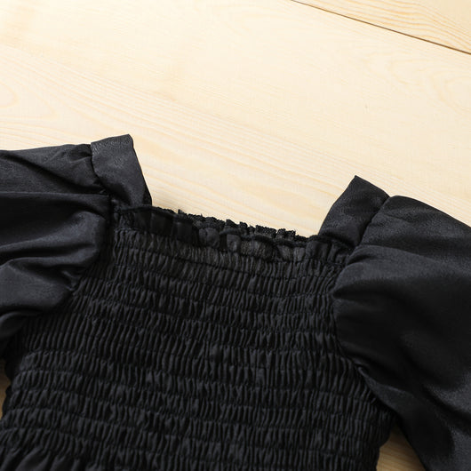 Conjunto Elegante: Blusa Manga Larga Cuello Cuadrado con Falda Acampanada - Image 9