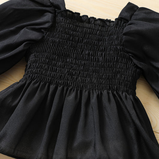 Conjunto Elegante: Blusa Manga Larga Cuello Cuadrado con Falda Acampanada - Image 11