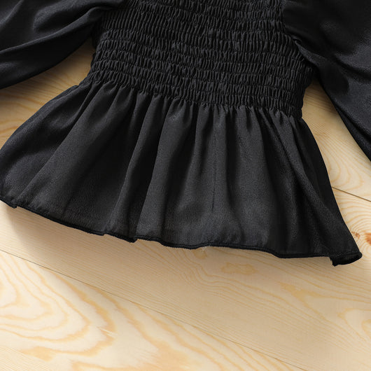 Conjunto Elegante: Blusa Manga Larga Cuello Cuadrado con Falda Acampanada - Image 12