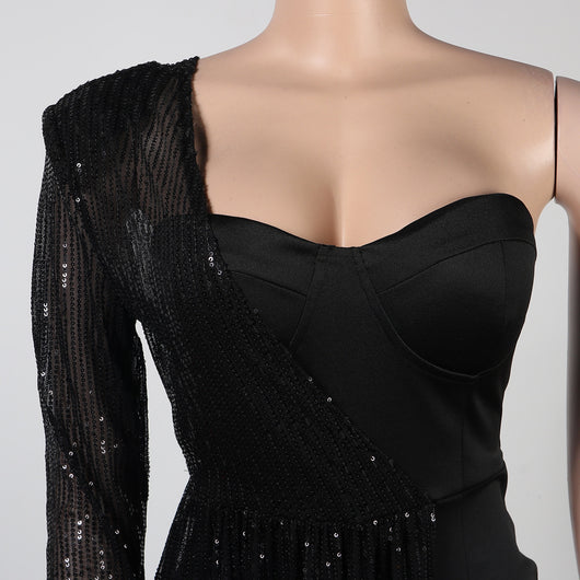 Jumpsuit Elegante Asimétrico con Lentejuelas y Transparencias - Image 12