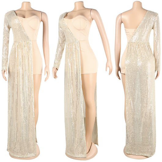 Jumpsuit Elegante Asimétrico con Lentejuelas y Transparencias - Image 22