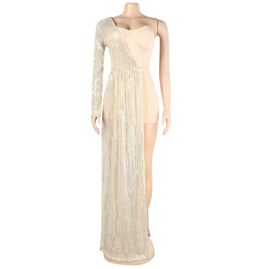 Jumpsuit Elegante Asimétrico con Lentejuelas y Transparencias - Image 23
