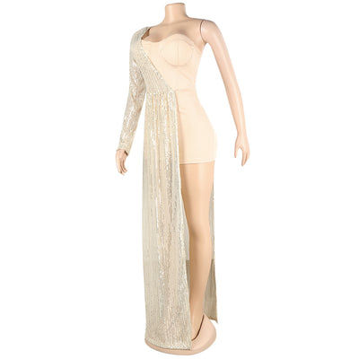 Jumpsuit Elegante Asimétrico con Lentejuelas y Transparencias - Image 24
