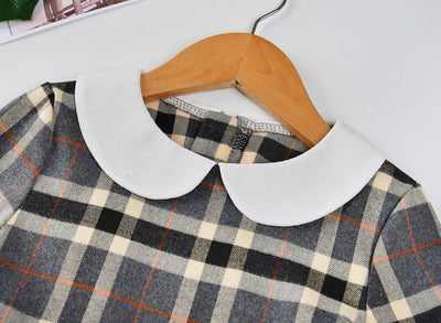 Vestido Princesa Niña Estilo Occidental a Cuadros para Otoño - Image 8