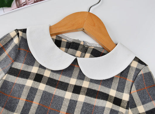 Vestido Princesa Niña Estilo Occidental a Cuadros para Otoño - Image 8
