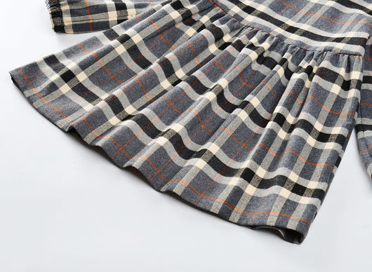 Vestido Princesa Niña Estilo Occidental a Cuadros para Otoño - Image 11