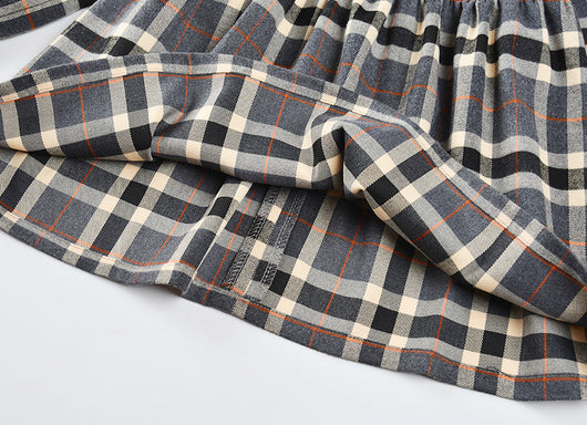 Vestido Princesa Niña Estilo Occidental a Cuadros para Otoño - Image 13