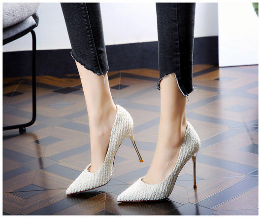 Tacones Blancos Stiletto de Punta Fina para Mujer - Image 7