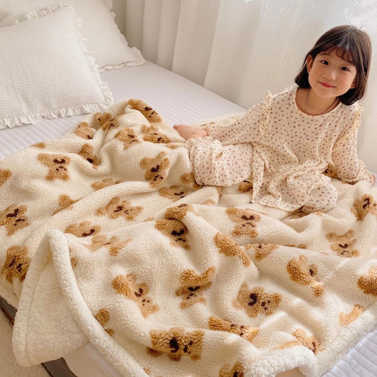 Manta Infantil Reversible de Lana de Cordero con Diseño Cartoon - Image 15