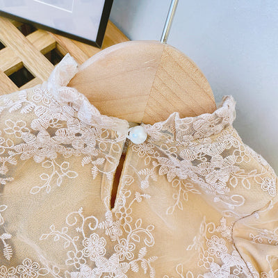 Vestido Infantil Elegante con Lazo de Encaje y Terciopelo de Manga Larga - Image 14