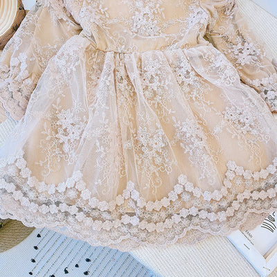 Vestido Infantil Elegante con Lazo de Encaje y Terciopelo de Manga Larga - Image 16