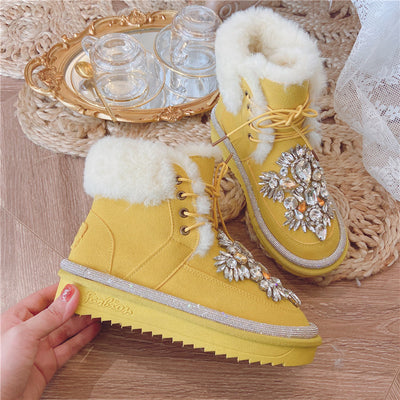 Botas Cortas de Lana Acolchada con Tachuelas de Diamante - Image 8