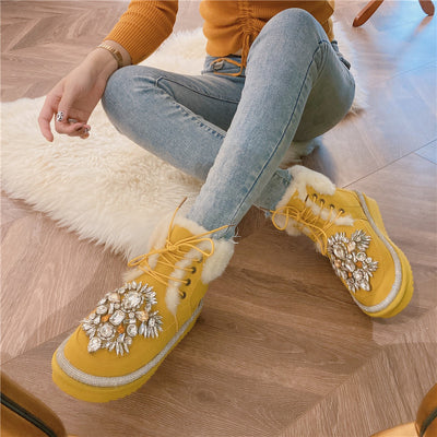 Botas Cortas de Lana Acolchada con Tachuelas de Diamante - Image 10