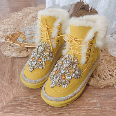 Botas Cortas de Lana Acolchada con Tachuelas de Diamante - Image 14
