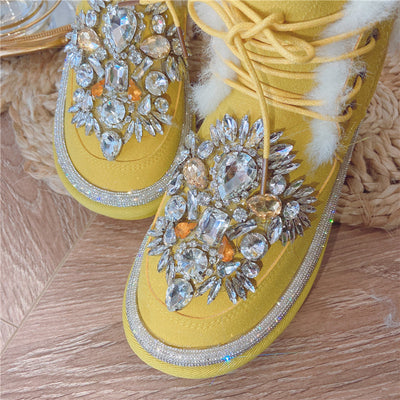 Botas Cortas de Lana Acolchada con Tachuelas de Diamante - Image 15