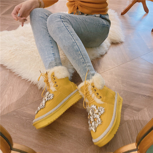 Botas Cortas de Lana Acolchada con Tachuelas de Diamante - Image 16