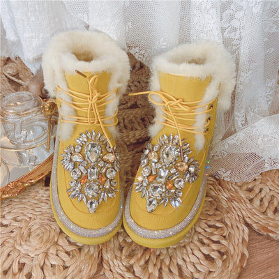 Botas Cortas de Lana Acolchada con Tachuelas de Diamante - Image 17