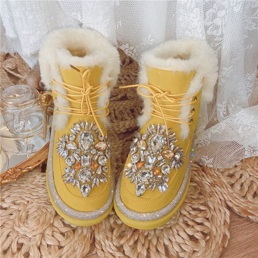 Botas Cortas de Lana Acolchada con Tachuelas de Diamante - Image 17