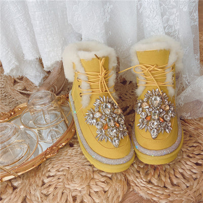Botas Cortas de Lana Acolchada con Tachuelas de Diamante - Image 18