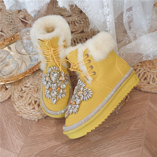 Botas Cortas de Lana Acolchada con Tachuelas de Diamante - Image 19