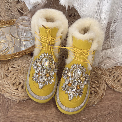Botas Cortas de Lana Acolchada con Tachuelas de Diamante - Image 21
