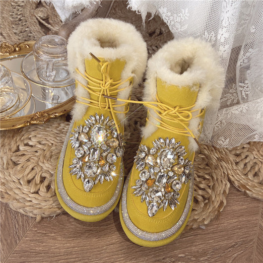 Botas Cortas de Lana Acolchada con Tachuelas de Diamante - Image 21