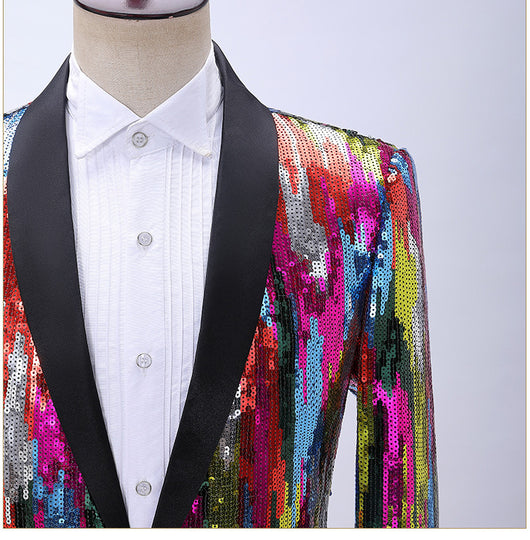 Blusa de Lentejuelas con Patrón Vertical Multicolor para Hombre - Image 9