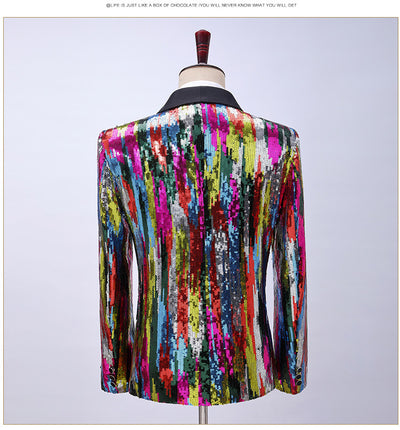Blusa de Lentejuelas con Patrón Vertical Multicolor para Hombre - Image 10
