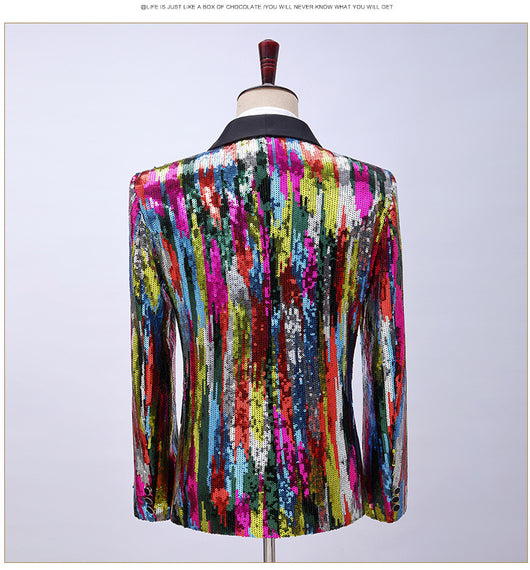 Blusa de Lentejuelas con Patrón Vertical Multicolor para Hombre - Image 10