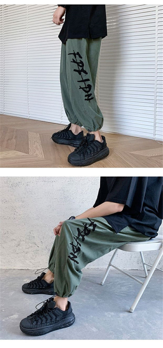 Pantalones Hombre Sueltos Tendencia Otoño Piernas Anchas Nueve Puntos - Image 6