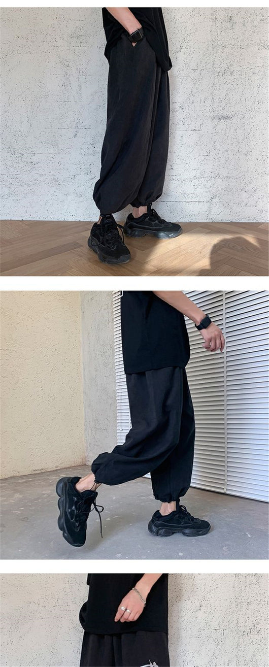 Pantalones Hombre Sueltos Tendencia Otoño Piernas Anchas Nueve Puntos - Image 9