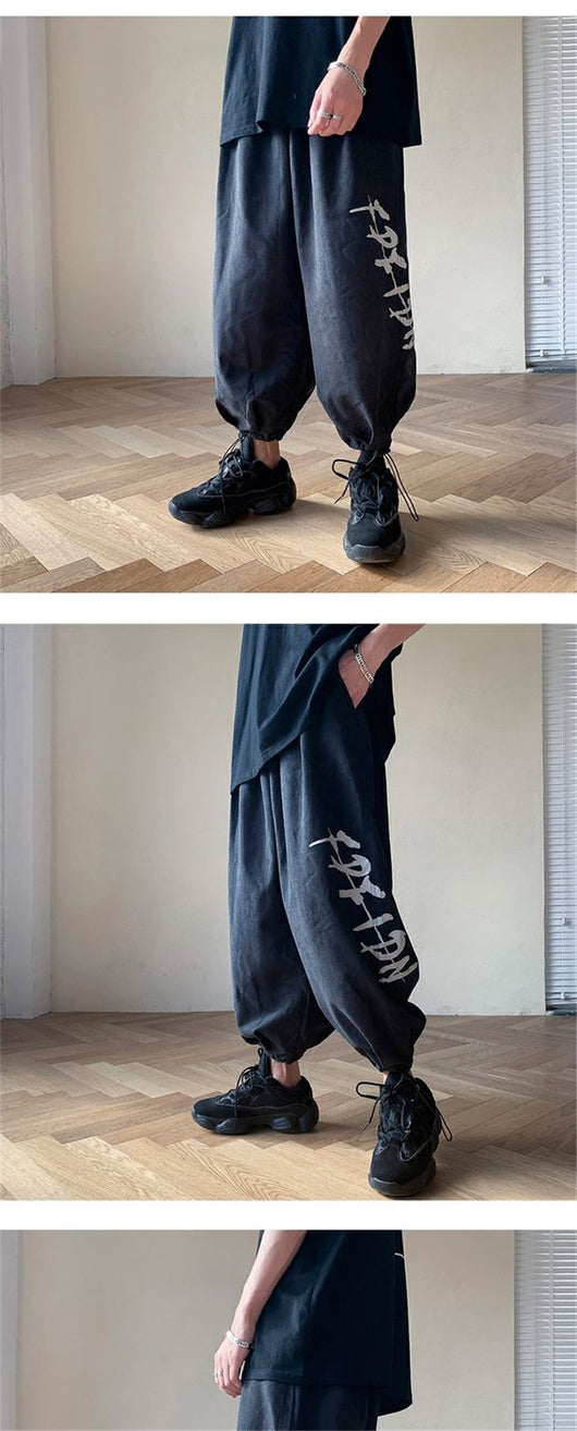 Pantalones Hombre Sueltos Tendencia Otoño Piernas Anchas Nueve Puntos - Image 11